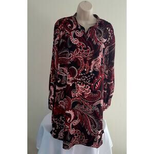JESSICA LONDON Paisley print Button-front Long Sleeves Hi-Lo Tunic/Top--Sz 20W